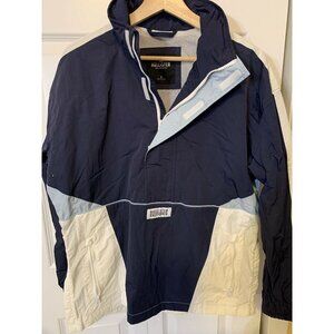 Hollister Men’s Sz S jacket 1/2 Zip Windbreaker Blue‎ White Pullover